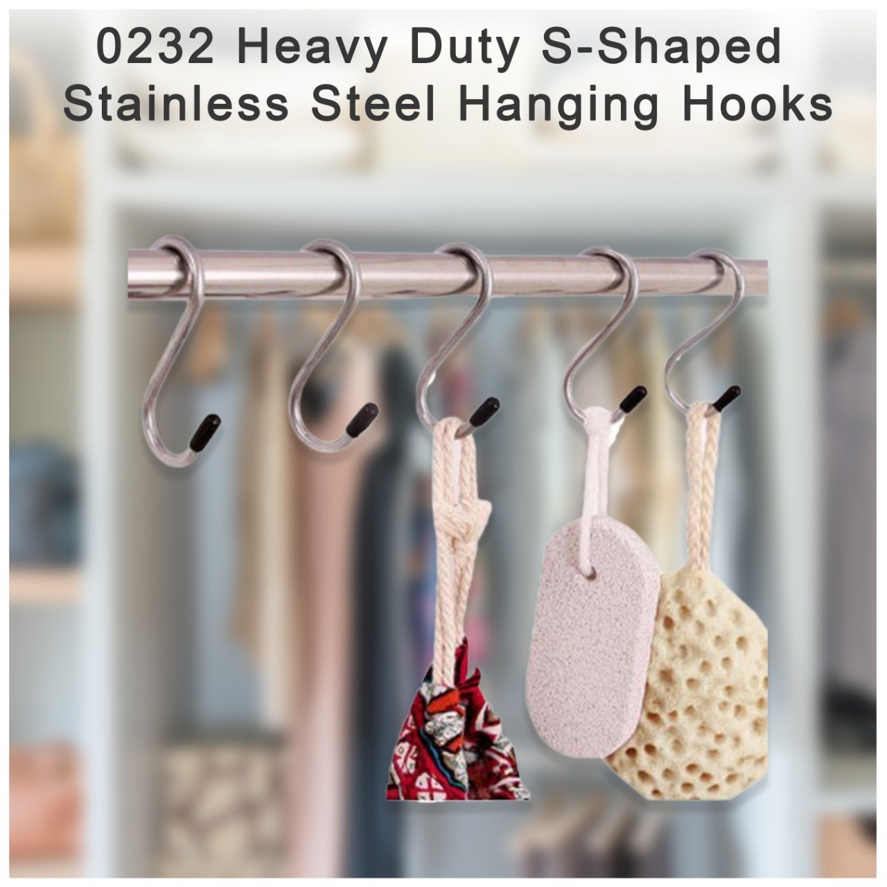 0232 Heavy Duty S-Shaped Stainless Steel Hanging Hooks - 5 pcs - SkyShopy 0232 Heavy Duty S-Shaped Stainless Steel Hanging Hooks - 5 pcs - SkyShopy